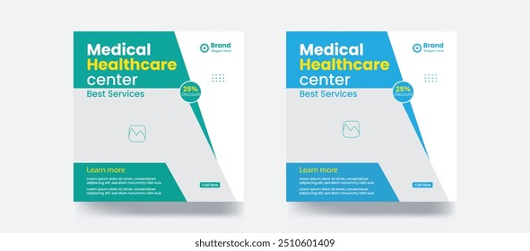 Medical social media post banner clinic healthcare banner flyer design template
