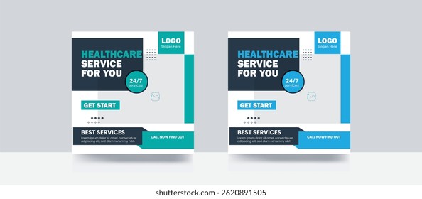 Medical social media post banner post hospital and clinic template