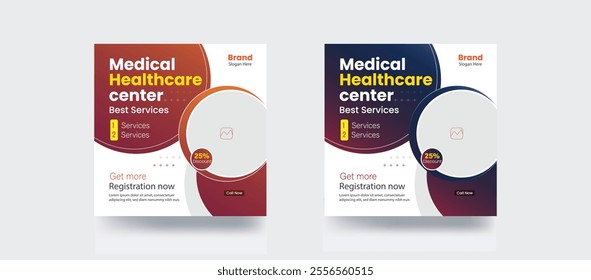 Medical social media post center hospital clinic promotion web banner banner template