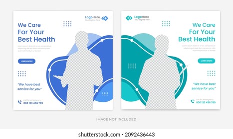 Medical Social Media Post Design With Creative Organic Shapes Banner Template Vector