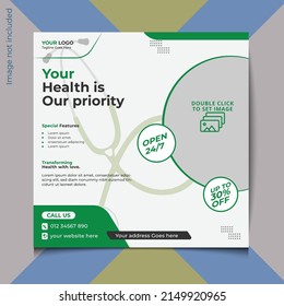Medical social media post design, Hospital social media post, Doctor social medical post