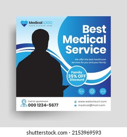 medical social media post design template | Instagram post template | doctor, healthcare, nursing, hospital web banner design | flyer, social media, web banner template