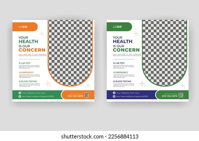 medical social media post design template with vector