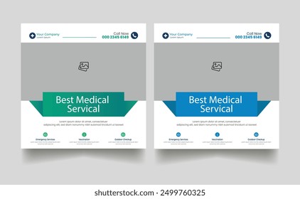 Medical Social media post design template, hospital social media banner ads, Suitable for social media, websites, flyers