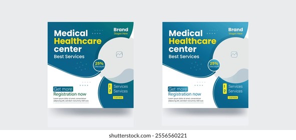 Medical social media post hospital clinic promotion web banner banner template