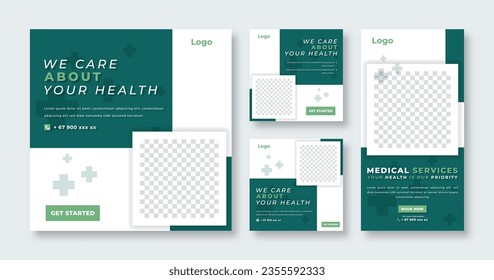 Medical Social Media Post for Online Marketing Promotion Banner, Story and Web Internet Ads Flyer