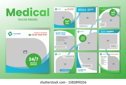 Medical Social Media Post Template with green color theme