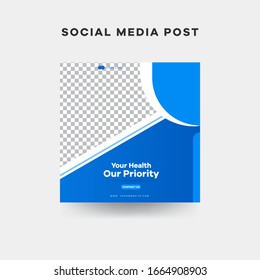 Medical Social Media Post Template, Editable Healthcare Social Media post. Eps10