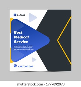 Medical social media post template, health banner template for social media, medical square flyer template