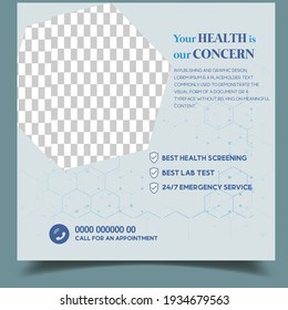 Medical social media post template , Editable Healthcare Social media Template .