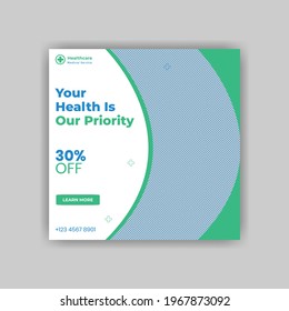 Medical Social Media Post Template, Editable Healthcare Social Media Banner Template