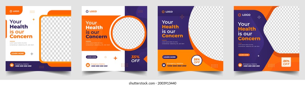 Medical Social Media Post Template, Healthcare Social Media Banner Template, Medical and healthcare social media post template. health doctor social media post banner. Medical Health banner.