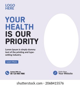 Medical Social Media Post Template, Editable Healthcare Social Media Banner Template