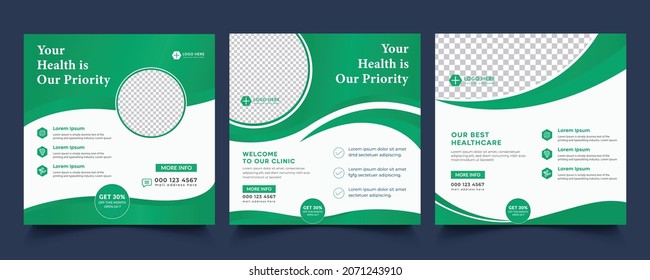 Plantilla de publicación de medios sociales médicos, plantilla editable de banner de medios sociales de salud. Vector libre de diseño de publicaciones en medios sociales. Cualquiera puede usar este diseño fácilmente