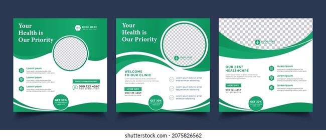 Medical Social Media Post Template, Editable Healthcare Social Media Banner Template. Social media post design free vector. Anyone can use This Design Easily