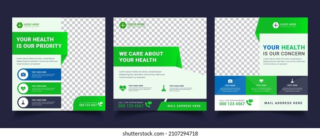 Medical Social Media Post Template, Editable Healthcare Social Media Banner Template. Social media post design free vector. Anyone can use This Design Easily