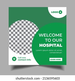 Medical social media post template, health banner template for social media, cover, web banner template