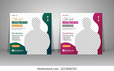 Medical Social Media Post Template, Healthcare Social Media Banner Template, Medical and healthcare social media post template