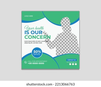 Medical Social Media Post Template, Healthcare Social Media Banner Template, Medical and healthcare social media post template