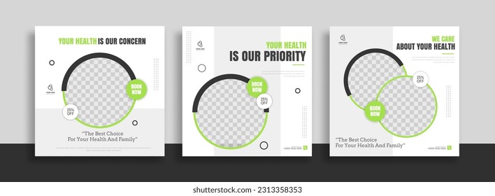 Medical Social Media Post Template, Healthcare Social Media Banner Template, Medical and healthcare social media post template. health doctor social media post banner. Medical Health banner.