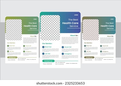 Medical social media post template, Three colors scheme, vector template in A4 size, icons and text .