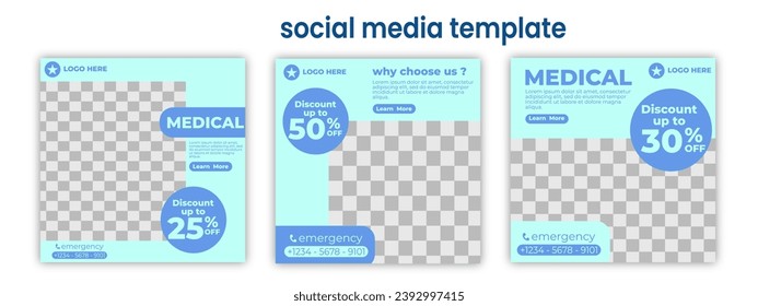 Plantilla de publicación de medios sociales médicos. Adecuado para publicaciones en medios sociales y anuncios web