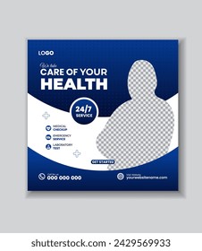 Medical social media post template. Modern banner design 