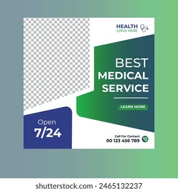 Medical social media post template design, Healthcare, and medical social media post web banner or square template 
