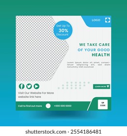 Medical Social Media Post Template, Healthcare Social Media Banner Template, Medical and healthcare social media post template. health doctor social media post banner. Medical Health banner.