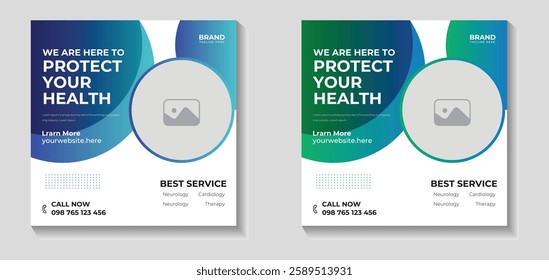 Medical social media post Template, Editable Healthcare social media banner Template, Healthcare social media post for hospital clinic promotion web banners