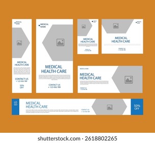 Medical Social Media Post Template. Medical promotion square web banner. Social media healthcare post banner. Editable Healthcare Social Media Banner Template.
