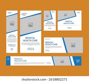 Medical Social Media Post Template. Medical promotion square web banner. Social media healthcare post banner. Editable Healthcare Social Media Banner Template.
