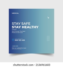 Medical social media post and web banner template design