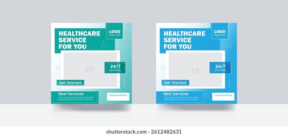 Medical social media post web banner design template