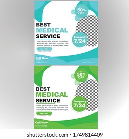 Medical social media poster design on vector  