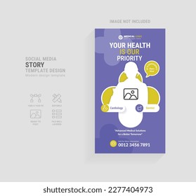 Medical social media stories template design set