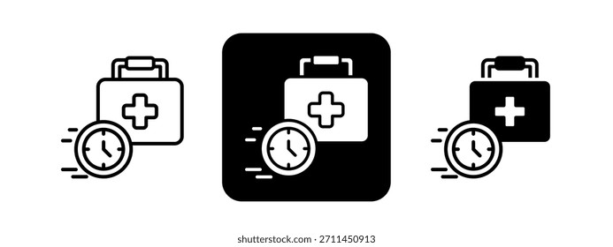 Medical Solid color and black line drawing vector illustration set