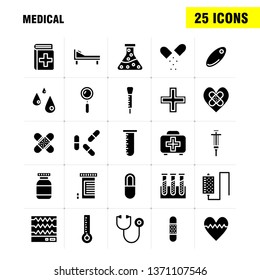Medical Solid Glyph Icon Pack For Designers And Developers. Icons Of Health, Healthcare, Medical, Bandage, Breakup, Broken Heart, Medical, Vector