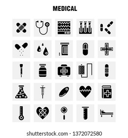 Medical Solid Glyph Icon Pack For Designers And Developers. Icons Of Health, Healthcare, Medical, Bandage, Breakup, Broken Heart, Medical, Vector