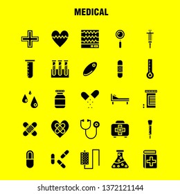 Medical Solid Glyph Icon Pack For Designers And Developers. Icons Of Health, Healthcare, Medical, Bandage, Breakup, Broken Heart, Medical, Vector