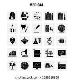 Medical  Solid Glyph Icons Set For Infographics, Mobile UX/UI Kit And Print Design. Include: File, Document, Letter, Health, Collection Modern Infographic Logo and Pictogram. - Vector