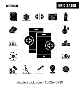 Medical  Solid Glyph Icons Set For Infographics, Mobile UX/UI Kit And Print Design. Include: Bandage, Plaster, Medical, Health, Care, Thermometer, Collection Modern Infographic Logo and Pictogram. - V