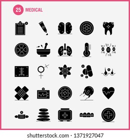 Medical Solid Glyph Icons Set For Infographics, Mobile UX/UI Kit And Print Design. Include: Hospital, Medical, Scanner, Statistic, Stone, Spa, Health, Mask, Eps 10 - Vector