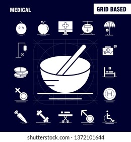 Medical  Solid Glyph Icons Set For Infographics, Mobile UX/UI Kit And Print Design. Include: Solar System, Space, Sun, Planets, Search, Magnifying Glass, Collection Modern Infographic Logo and Pictogr