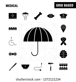 Medical  Solid Glyph Icons Set For Infographics, Mobile UX/UI Kit And Print Design. Include: Dna, Science, Medical, Lab, First Aid Box, Medical, Eps 10 - Vector