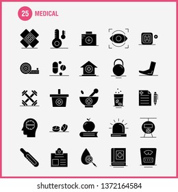 Medical  Solid Glyph Icons Set For Infographics, Mobile UX/UI Kit And Print Design. Include: Test Tube, Science, Medical, Lab, Globe, Medical, Map Collection Modern Infographic Logo and Pictogram. - V