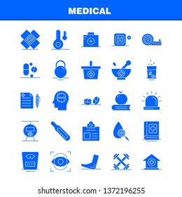 Medical  Solid Glyph Icons Set For Infographics, Mobile UX/UI Kit And Print Design. Include: Test Tube, Science, Medical, Lab, Globe, Medical, Map Collection Modern Infographic Logo and Pictogram. - V