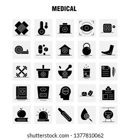 Medical  Solid Glyph Icons Set For Infographics, Mobile UX/UI Kit And Print Design. Include: Test Tube, Science, Medical, Lab, Globe, Medical, Map Collection Modern Infographic Logo and Pictogram. - V