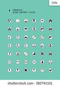 Medical solid icons for web, internet, computer, mobile apps, interface design: medicine personal, nurse, doctor, pill, thermometer, health, pharmacy, hospital, ambulance symbol