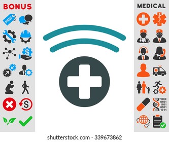 Medical Source vector icon with bonus. Style is bicolor flat symbol, soft blue colors, rounded angles, white background.